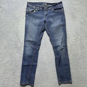 Jade Jeans Straight‎ Skinny Embroidered Thick Stitch Denim Jeans Women's 10/11